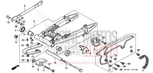 SWINGARM/CHAIN CASE NX125S de 1995